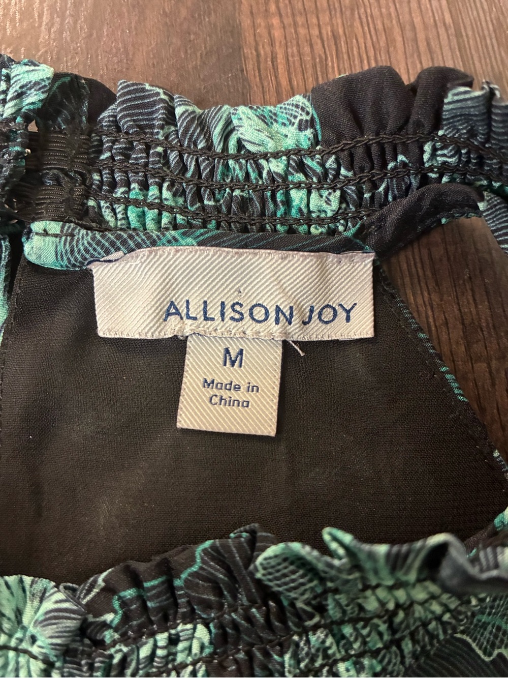 Allison Joy Black Halter Top Tank with Teal Floral Accents (M) - Picture 3 of 7